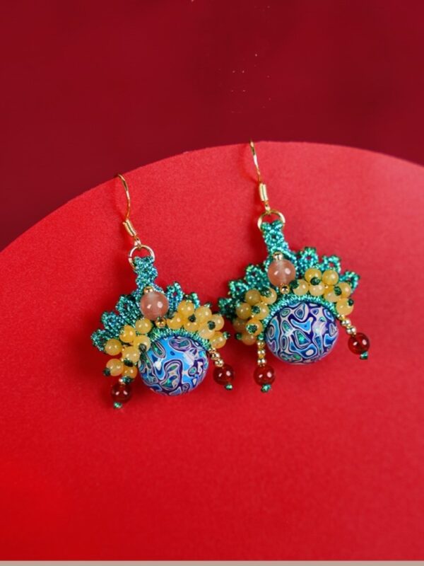 Lacquer Peking Opera Mask Earrings - Image 2