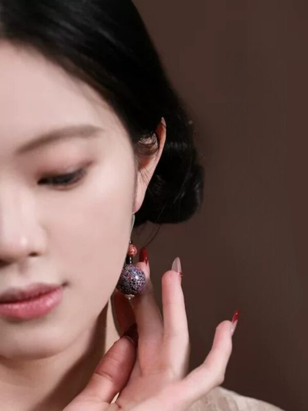 Zhi Lei Blue Lacquer Earrings - Image 5